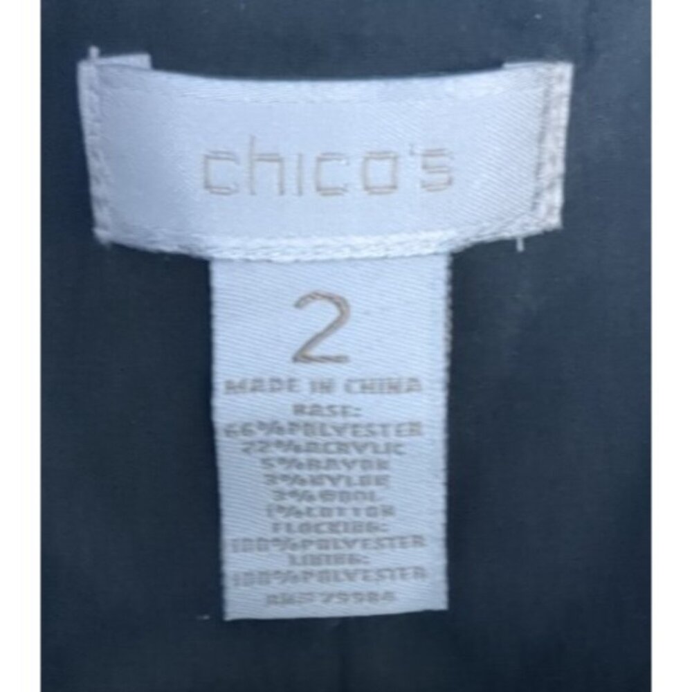 Chico’s Size 2 Long Tapestry Damask Jacket Coat Black Velvet Burnout - Picture 3 of 13